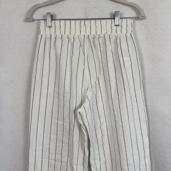 Sienna Sky Womens White Striped Wide Leg Drawstring Pants Medium‎ Boho Vacation Resortwear - Image 5