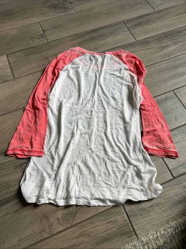 Ariat Cowboy Campfires Raglan Tee - White & Coral - Image 4