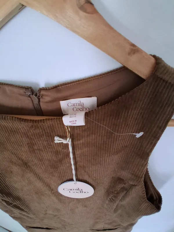 Camila Coelho Brown Courdroy Sleeveless Mini Dress 8 - Image 4