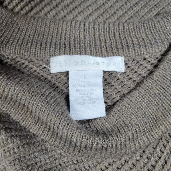 Design History Sweater Dress Womens L Brown Rib Angle Knit Pull On Midi Casual - Image 12