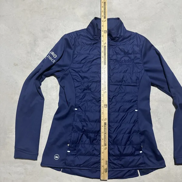 Peter Millar Women's Merge Hybrid Jacket SZ Small Navy Blue Workplace Logo Golf - Image 7