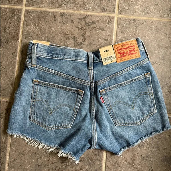Levi's Blue Jean Shorts Distressed High-Waisted 501’s - Image 3