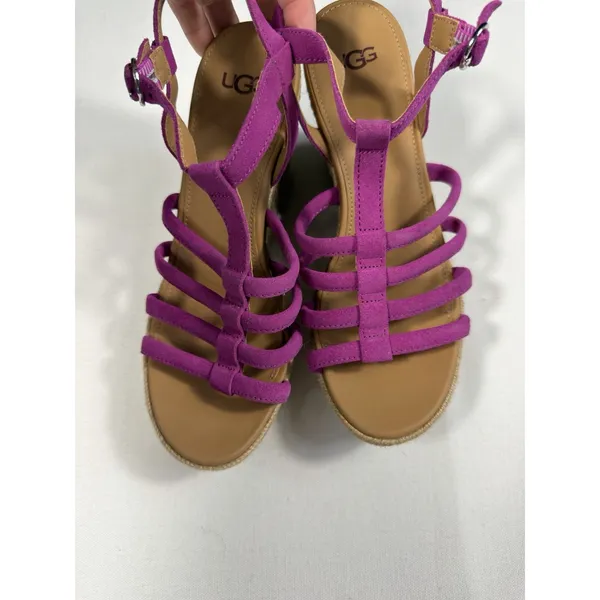 UGG Cressida Pink Purple Strappy 3"Wedges‎ Summer Vacation Casual Cute Size 7.5 - Image 3