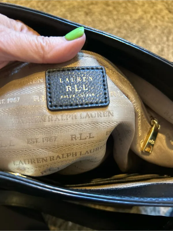 Lauren Ralph Lauren black pebbled leather oversized shoulder bag old money chic - Image 4