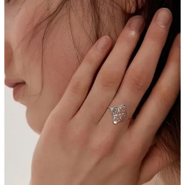 NEW 14k White Gold-Plated 316L Cut Out‎ Filigree Hollow Flower Ring, Size 7 - Image 7