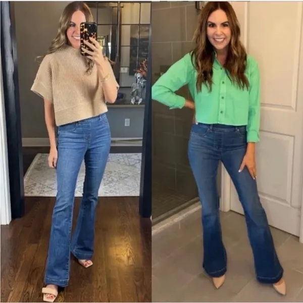 Spanx Midnight Shade Pull On Flare Jeans Sz.L - Image 5
