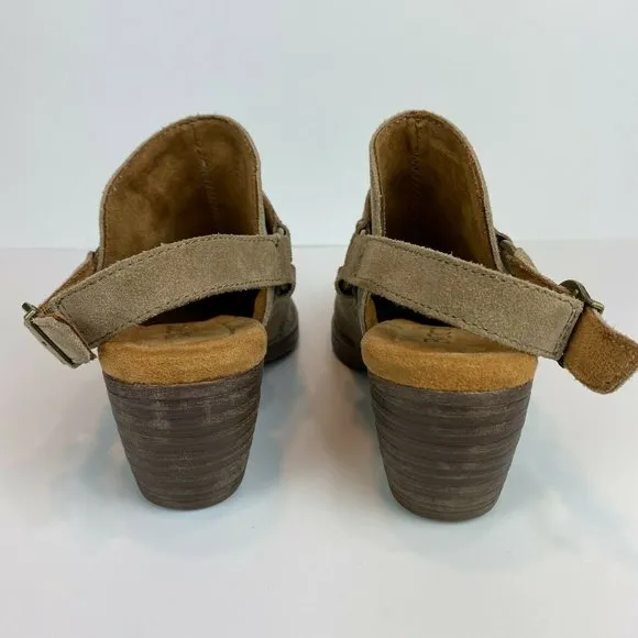 Born‎ Bagley Clogs Mules 7 Suede Leather Studded Taupe Harness Buckle - Image 3