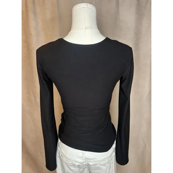 Mudd Black Cutout Bell Sleeve Top S Stretch Y2K Inspired Fitted Shirt - Image 2