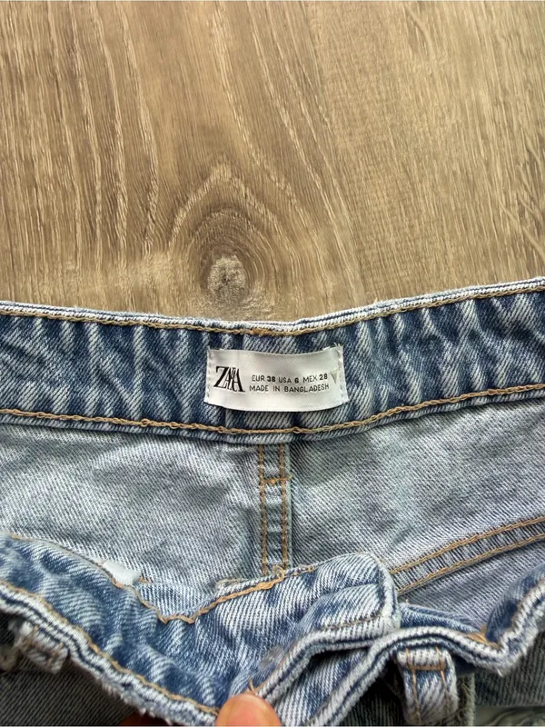 Zara Light Blue Distressed Denim Cutoff Shorts - Image 3