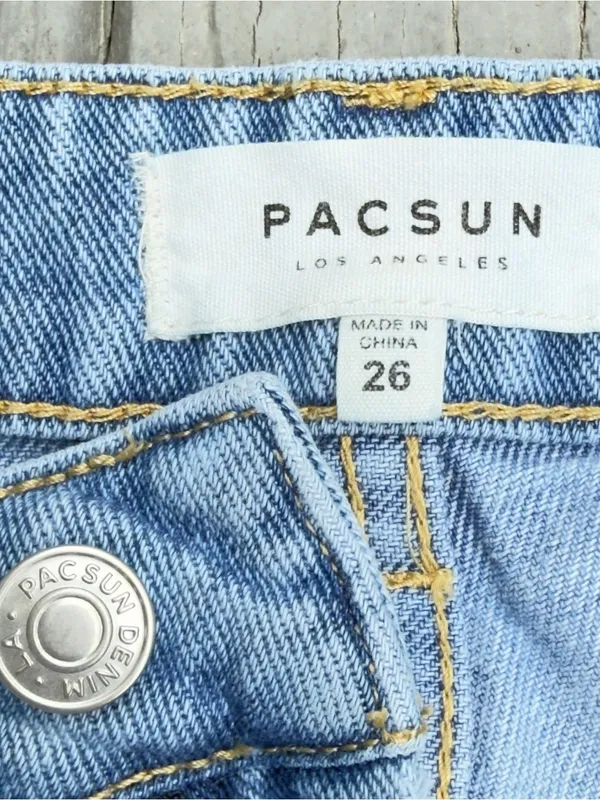 PacSun Light Blue Denim Frayed Mini Skirt - Image 4