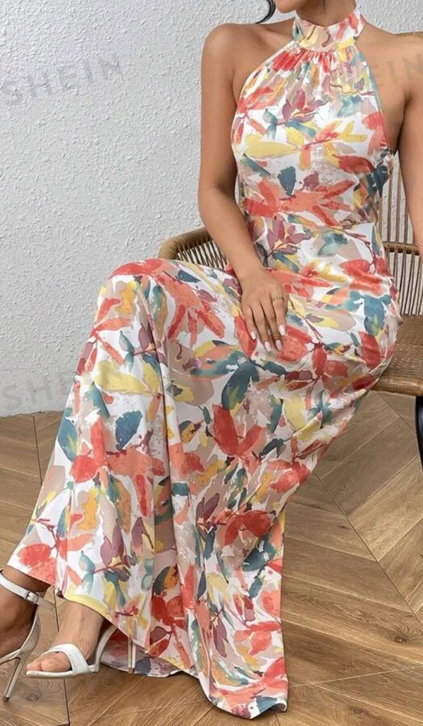 SheIn Frenchy Fashionable Printed Halterneck Dress - Image 6