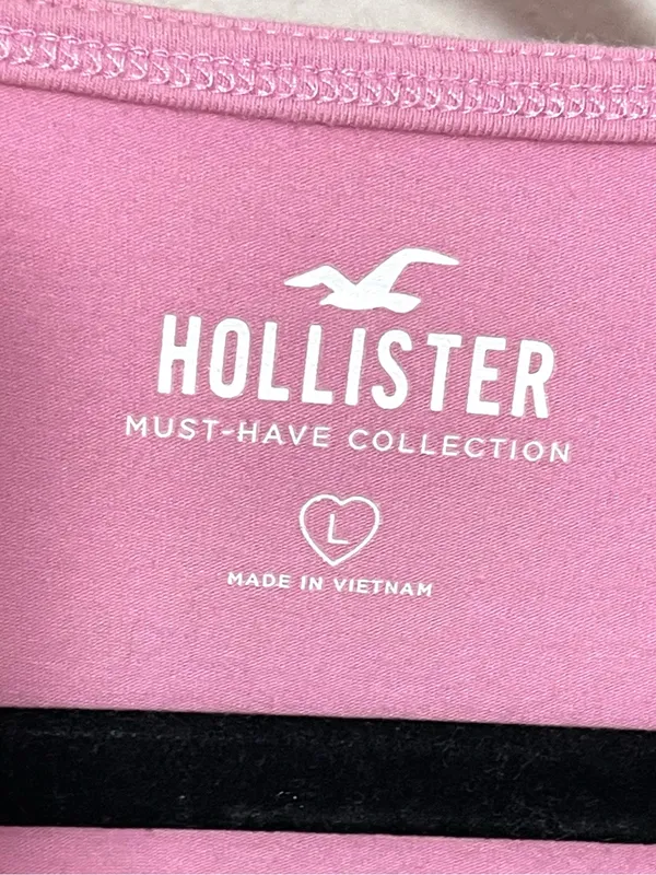 Hollister Light Pink Scoop Neck Cropped Tee with Front Tie - Image 5