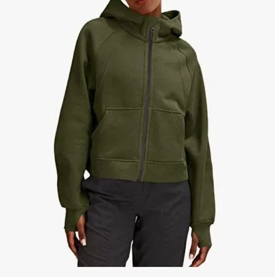 NEW Hoodie Fleece Lined Full Zipper Sweatshirt Crop Top Jacket S - Image 4