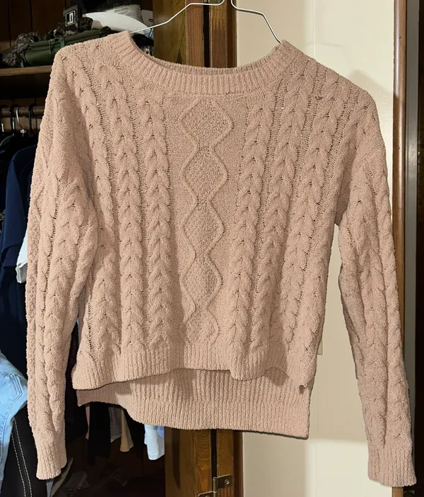 Pink Rose Cropped Sweater - Image 2
