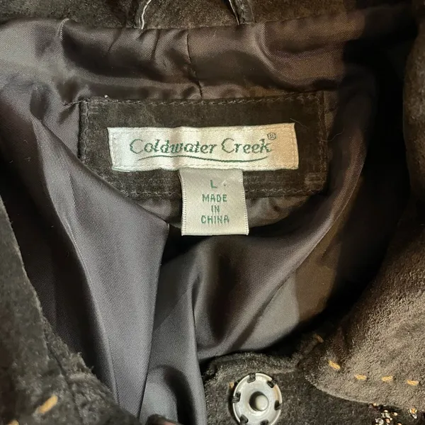 Coldwater Creek Y2K Brown Suede Leather Western Cowgirl Embroidered Jacket L - Image 12