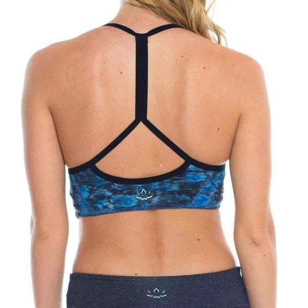 Beyond Yoga Space Dye Slim Racerback Bra, Sz XS, blue/black/grey abstract print - Image 6
