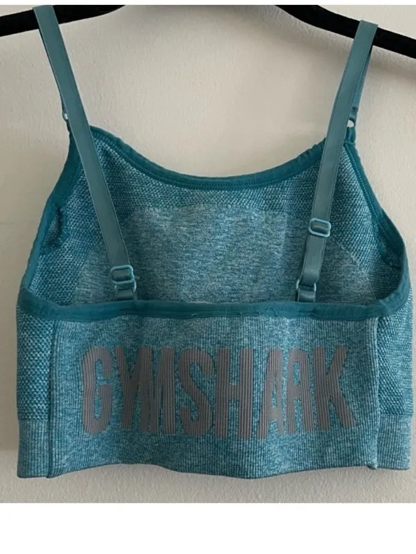 Gymshark Sky Blue Seamless High-Neck Sports Bra - Image 8