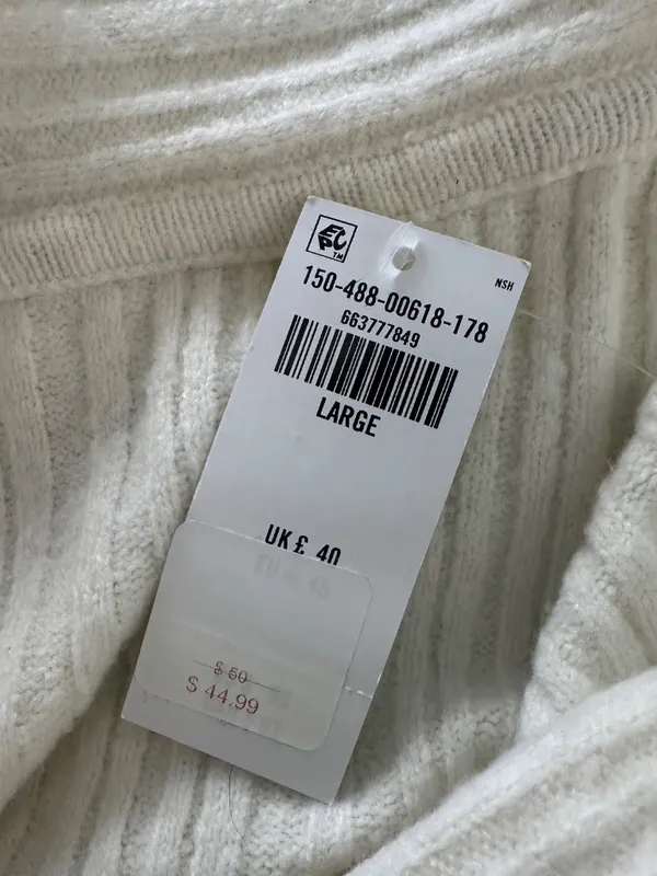 NEW Abercrombie &Fitch Ribbed Foldover Off-The-Shoulder Sweater Top Womens Large - Image 5