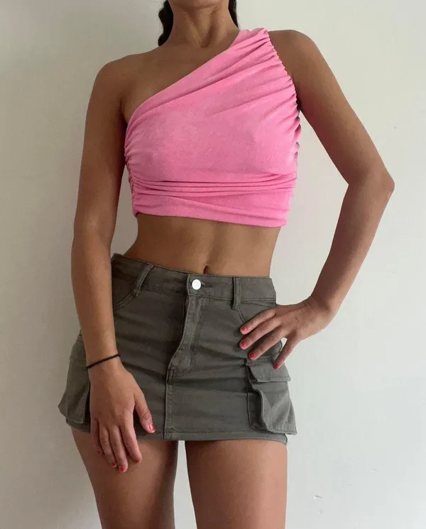 Pink Shiny Going Out Top Small - Image 4