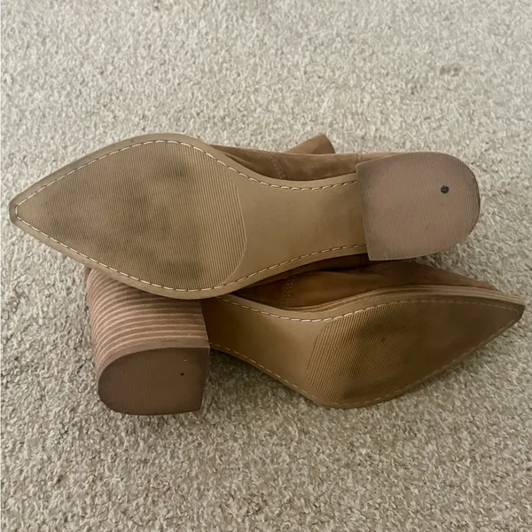 Steve Madden Chaya Pointed Toe Booties Sand Brown Suede Like Western Style Bootd - Image 8