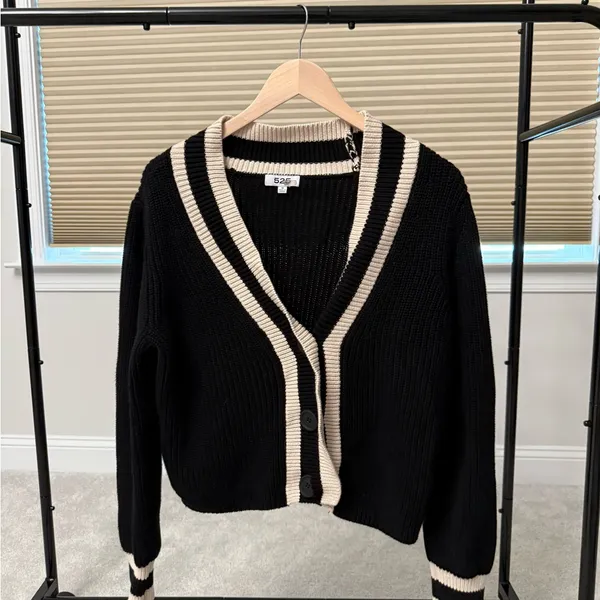Black and White Varsity Cardigan - Image 5