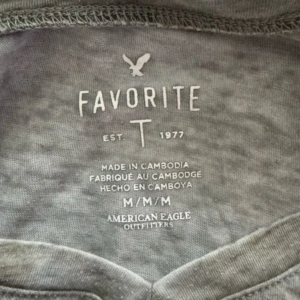 American Eagle Favorite Tee Gray V-Neck – Medium - Image 3