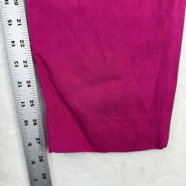 Theory Magenta Pink Linen Blend Pleated High Rise Tapered Trousers Size‎ 4 - Image 5