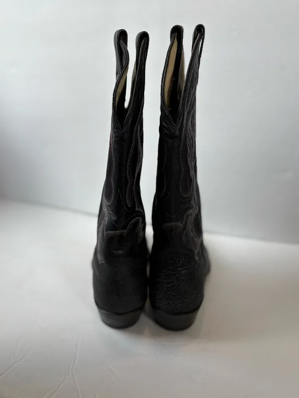Abilene vintage black leather cowboy boots - Image 6