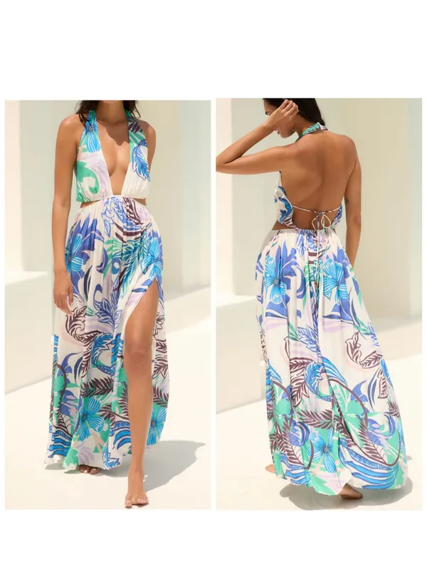 Anthropologie Plunge Cutout Maxi Dress/Cover-Up, Size L - Image 2