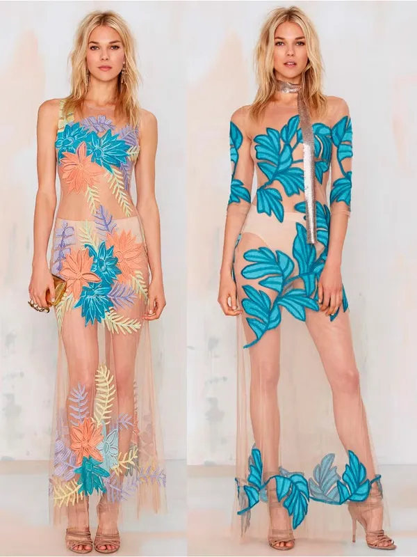 For Love and Lemons Nasty Gal Tropicana Embroidered Maxi Dress Sheer Small $298 - Image 2