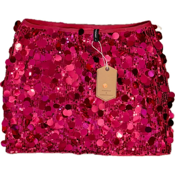 NWT Women's Rose Red Sequin Mini Skirt Sparkly Party Festival Large - Image 2