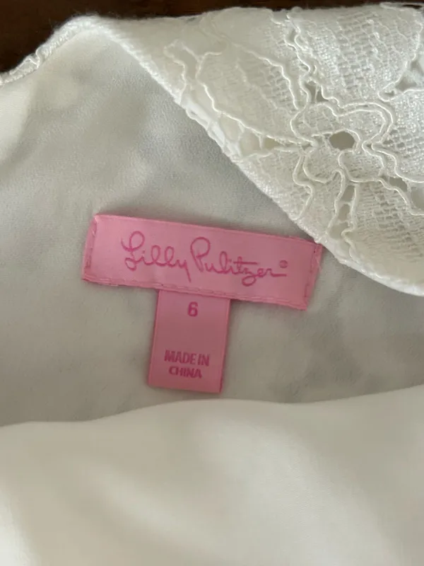 Lilly Pulitzer Macon Dress Resort White Whitaker Lace Sz 6. Originally $368. - Image 4
