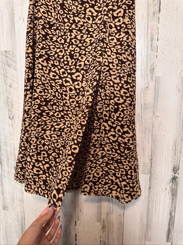 SHEIN Leopard Cheetah Print High Waist Midi Skirt with Slit Womens XS (US 2) - Image 5