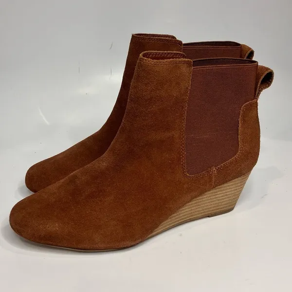 Lands End suede wedge booties size‎ 9 - Image 4