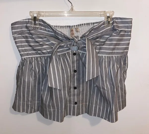 Anthropologie NWT $98 x Dolan Striped Tube Smocked Pullover Tie-Styling Top XL - Image 4