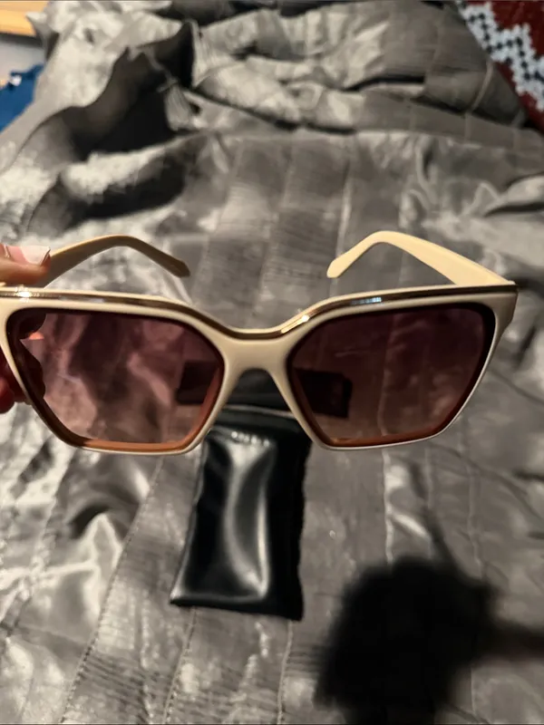 Quay Australia Cream Oversized Square Sunglasses with Brown Lenses - Image 3