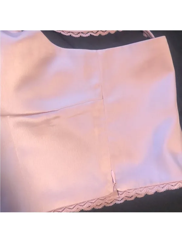 PacSun Lottie Moss Satin Crop Top Blush Pink - Image 3