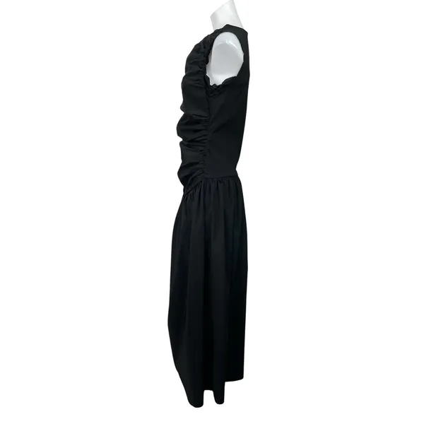 PrettyLittleThing Black Sleeveless Ruched Drop Waist A Line Maxi Dress Size 10 - Image 2