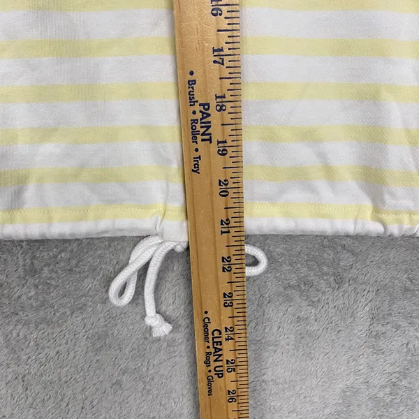 Madewell Top Womens Large Striped Drawstring Hem Cotton Tee Yellow White NZ385 - Image 4