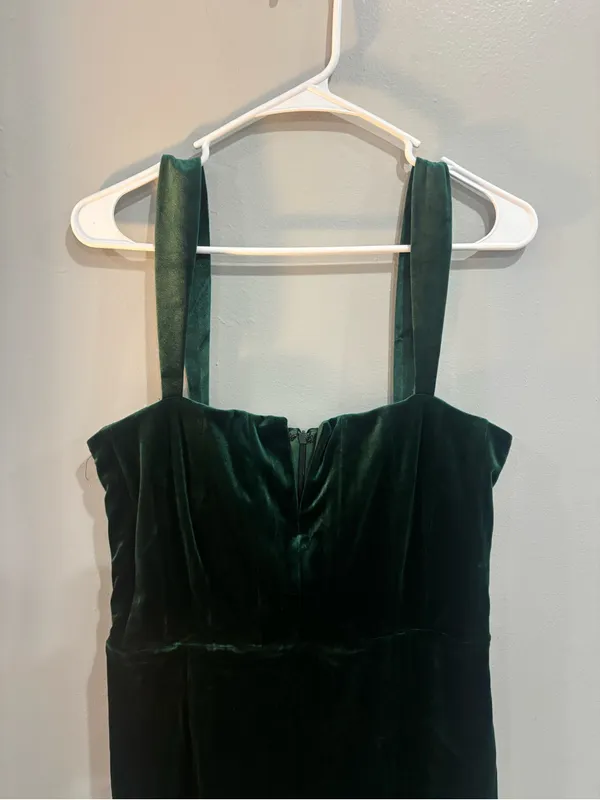 Lulus Women Pristine Luxury Emerald Green Velvet Bustier Maxi Dress L - Image 7