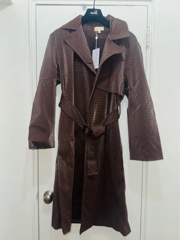 Torn By Ronny Kobo Regina Coat in Chocolate Brown size M - Image 5