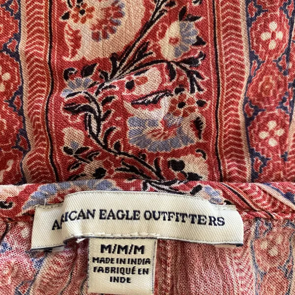 American Eagle Boho Dress Ruffle Off The Shoulder Rose Pink Button Front - Image 4