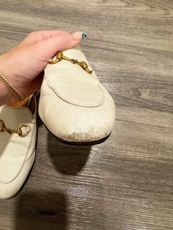 Gucci Princetown Horsebit Slipper Loafer in White Size 37.5 (7.5) - Image 3