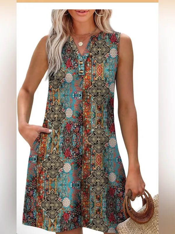 XIEERDUO Summer Dresses for Women 2026 Beach Vacation Clothes V Neck Button Sund - Image 2