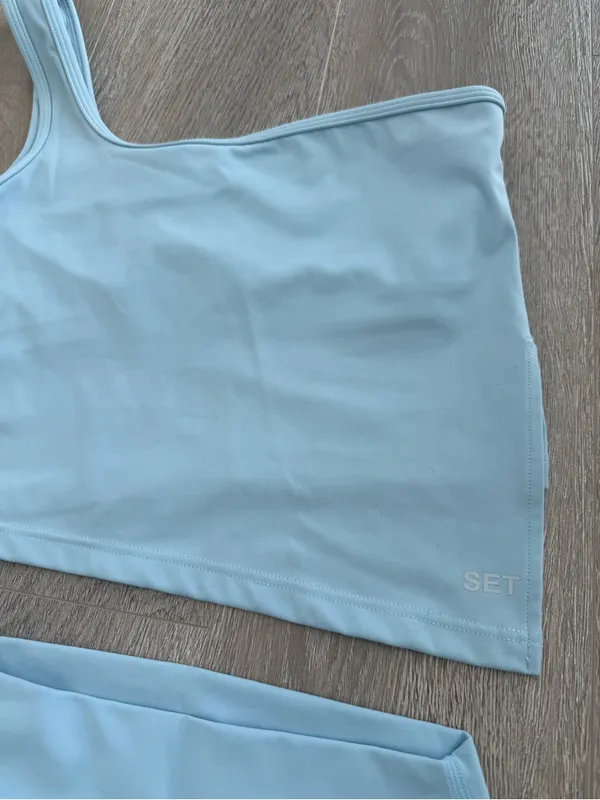 SET Active Light Blue One-Shoulder Active Set - Image 2