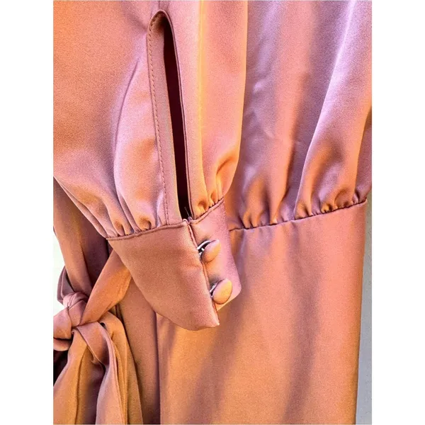 NBD by Revolve Janet Satin Wrap Mini Dress Mauve Long Sleeve XXS NWT - Image 6