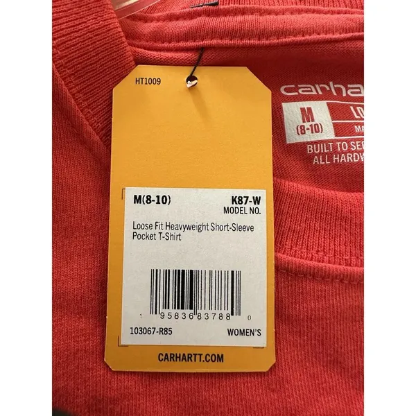 Carhartt Shirt Women Medium Orange Heavyweight Loose Fit Pocket Tee Workwear NWT - Image 5