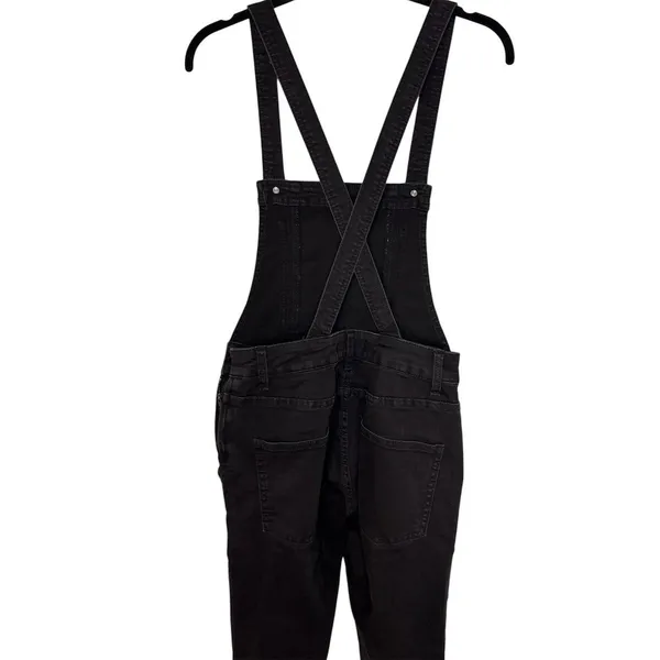 Free People Overalls Womens Size 24 Washed Black Denim Skinny Leg Bib - Image 8
