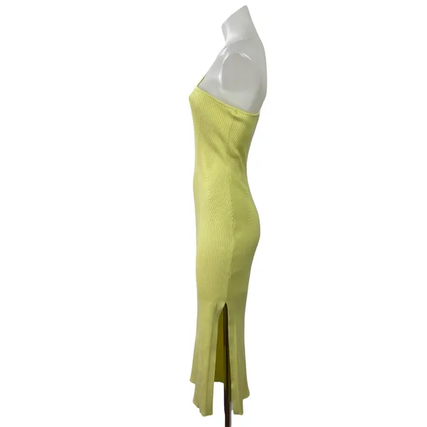 Anthropologie Women's Yellow Ribbed Knit One Shoulder Midi Bodycon Dress Size S - Image 2