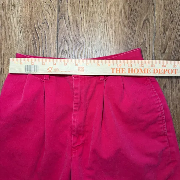VTG 90s Ralph Lauren Womens Pleated Chino Shorts Red‎ High Rise Cotton Size 2 - Image 7